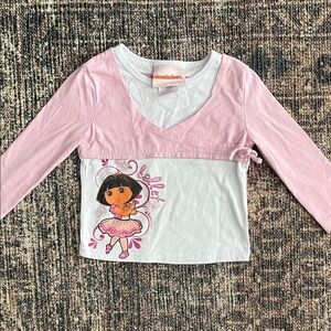 Nickelodeon y2K Dora Pink and White Ballet Shirt